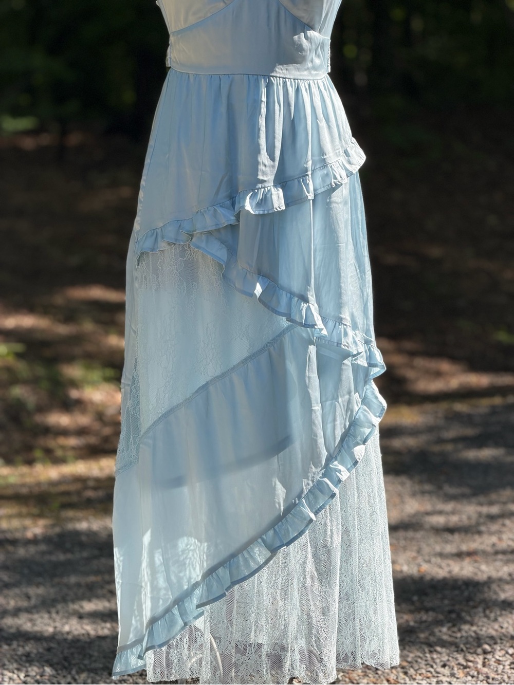 Francesca's Collections Light Blue Ruffled High-Low Maxi Dress - Picture 2 of 8